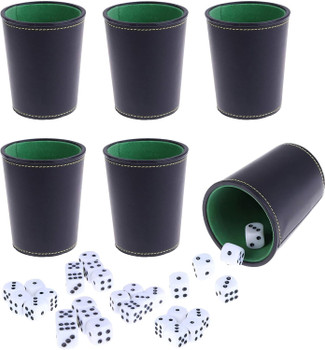 Set of 6 dice cups with green felt lining
