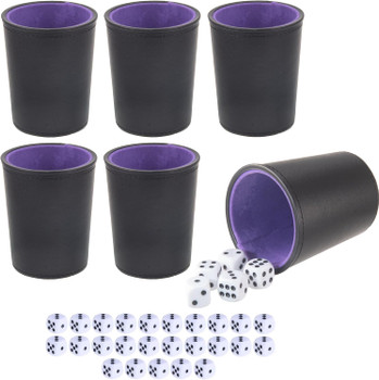 Dice Cups Pack of 6 with Red Lining | Dice Game Depot