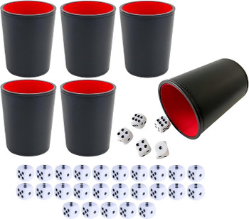 Set of 6 dice cups with red felt lining