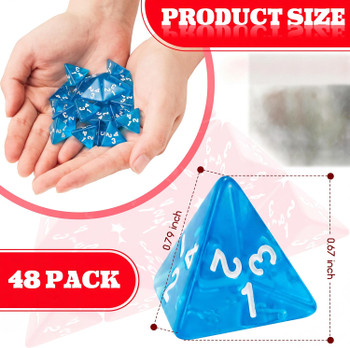 Set of 48 translucent blue 4-sided dice