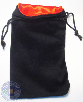 Red satin-lined velvet dice bag - Large