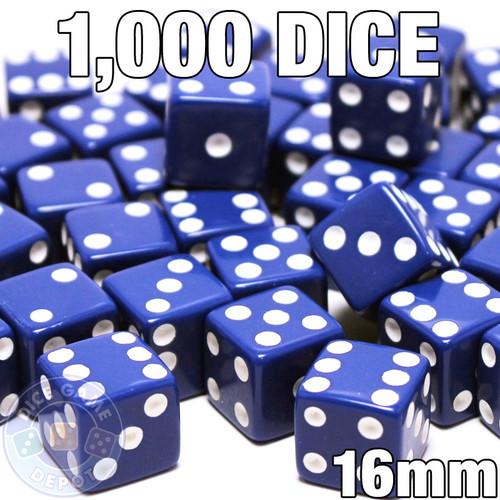 1000 blue opaque dice - Bulk gaming dice