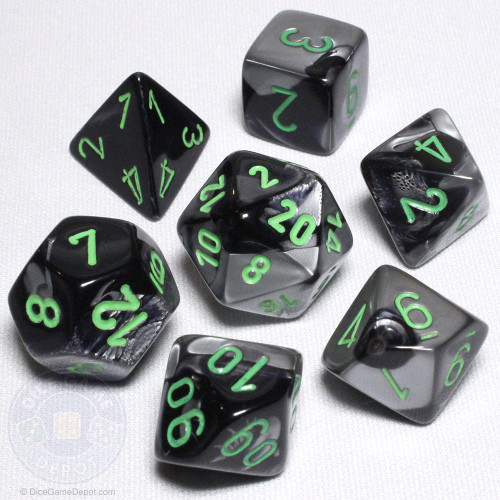 Black and gray Gemini dice set - DnD dice