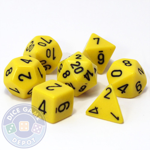 Opaque yellow 7-piece D&D RPG dice set