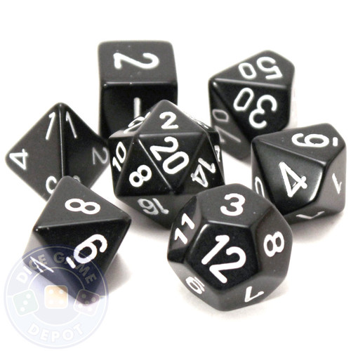 Opaque black 7-piece D&D RPG dice set