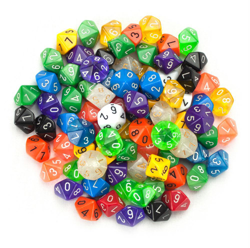 100 assorted d10 dice