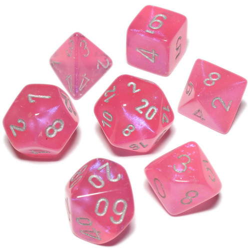 Pink Borealis Luminary dice set - DnD dice set