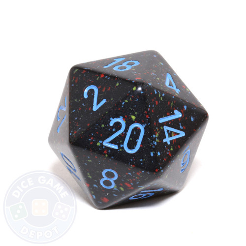 Big d20 - 34mm speckled Blue Stars dice