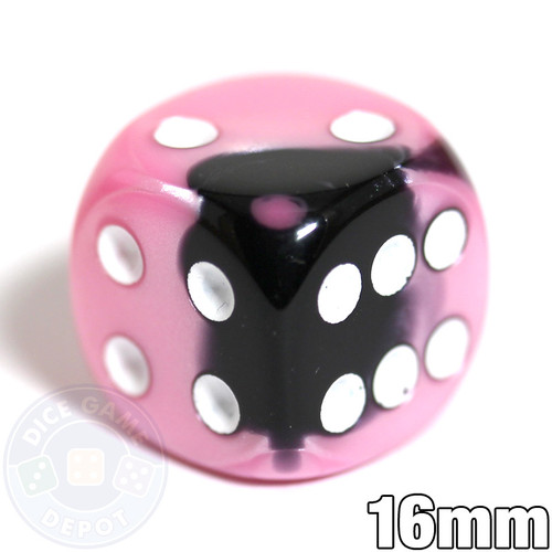Black and Pink Gemini dice - 16mm d6