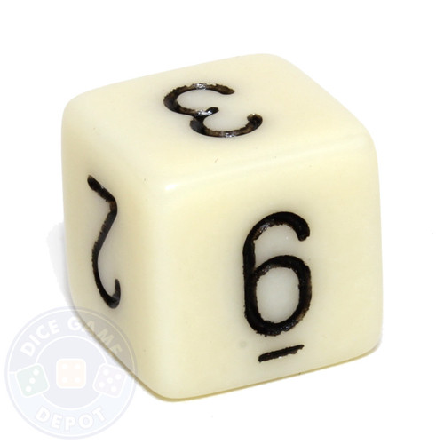 Ivory 6-sided numeral dice