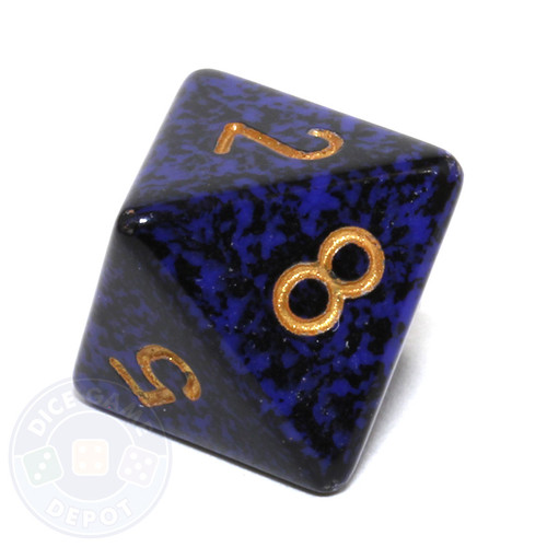 d8 - Speckled Golden Cobalt 8-sided Dice