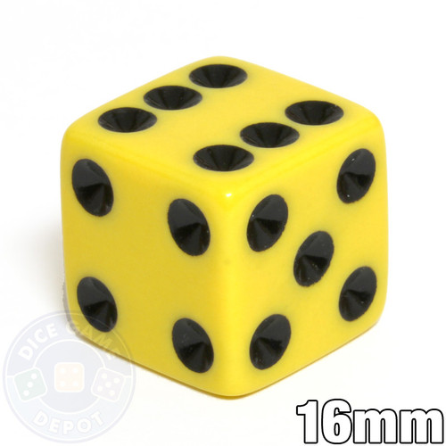 Opaque Dice - 16mm - Yellow