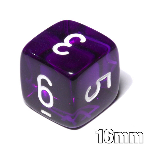 d6 - Transparent Purple numeral dice
