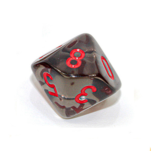 d10 dice - Translucent smoke with red numerals