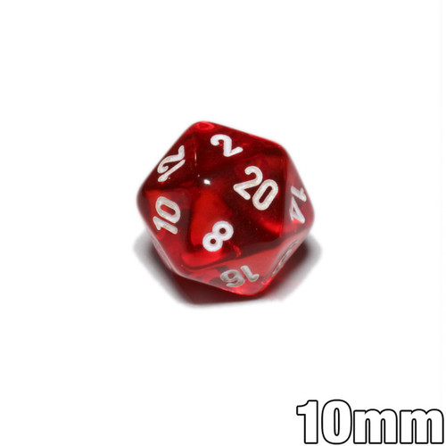 10mm 20-sided dice - Transparent Red