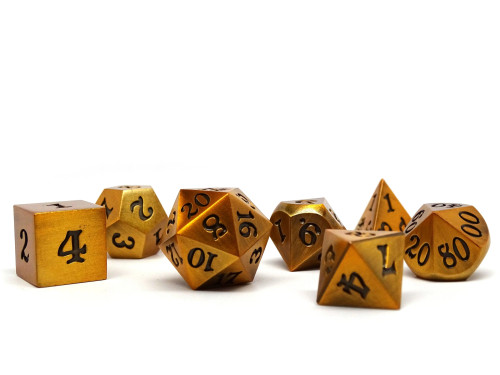 Legendary Gold dice set - Metal dice - DnD dice set