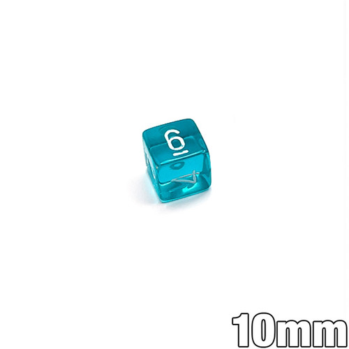 10mm 6-sided numeral dice - Transparent teal