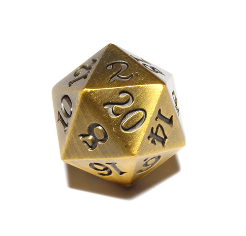 Gold d20 - Metal 20-sided dice