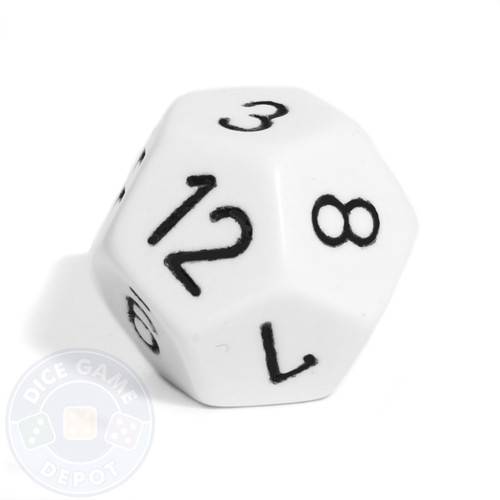 d12 - White 12-sided opaque dice