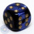 Gemini d6 dice - Black and blue with gold pips