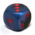 Gemini d6 dice - Blue and black with red pips