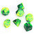 7-piece Gemini dice set - Green and Yellow