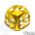 Transparent yellow 6-sided dice