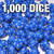 Bulk dice set of 1,000 blue d20s