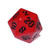 20-sided red dice with black numbers (d20)