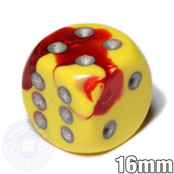 Gemini 6-sided dice - Red and yellow d6