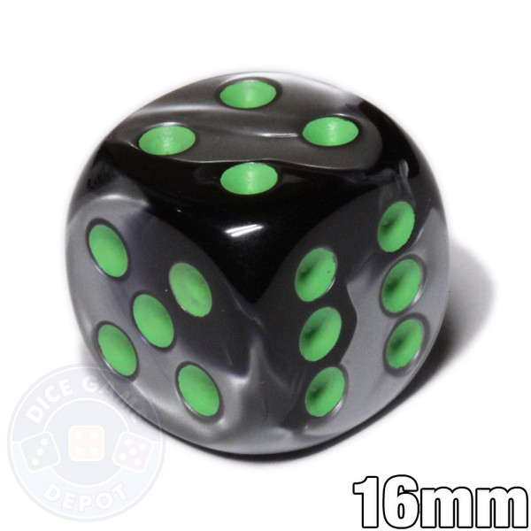 Gemini d6 dice - Black and gray