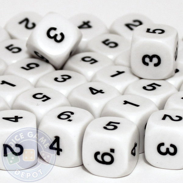 Math dice set of 200 - One through six