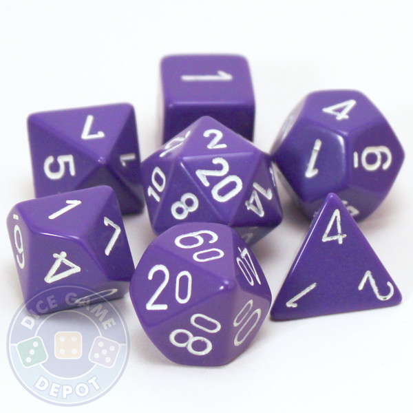 Opaque purple polyhedral dice set for DnD, Pathfinder