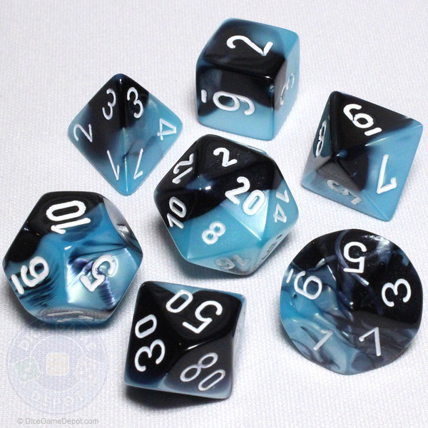 Black and Shell Gemini Dice Set - DnD Dice