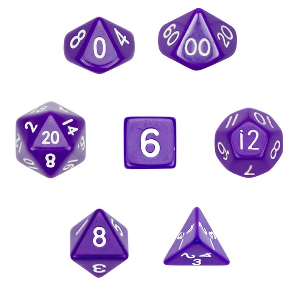Opaque purple polyhedral dice set - DnD dice