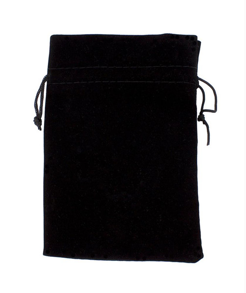 Large 7x5 Plain Black Velour Pouch With Drawstring