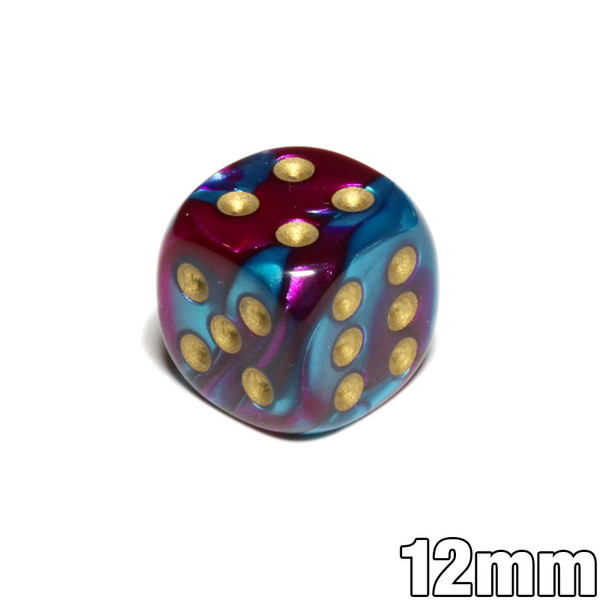 Purple and teal 12mm Gemini d6