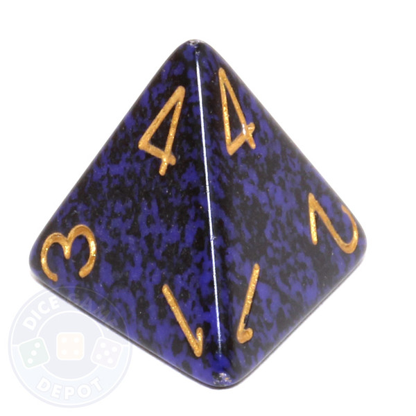 d4 - Speckled Golden Cobalt 4-sided Dice