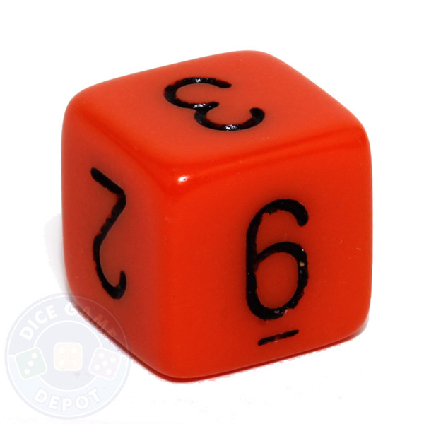 Orange 6-sided numeral dice