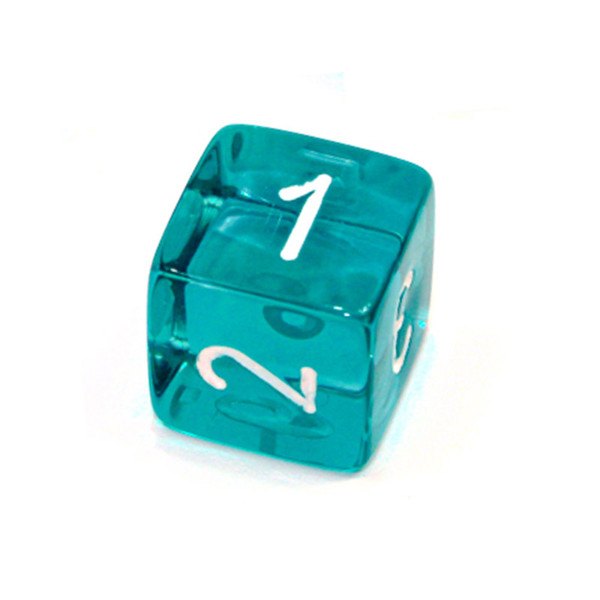 d6 - Transparent Teal numeral dice