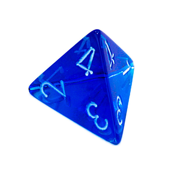 d4 - Transparent blue 4-sided dice