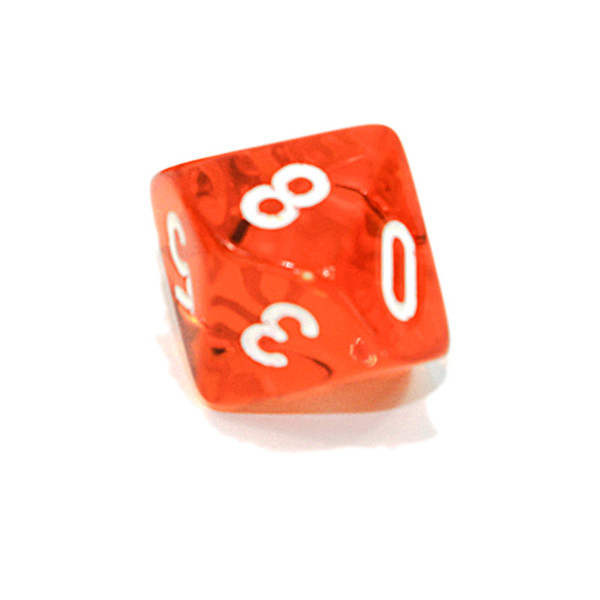 d10 - Transparent orange 10-sided dice