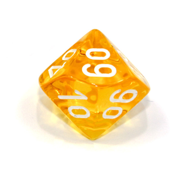10-Sided Tens Translucent Dice - Yellow