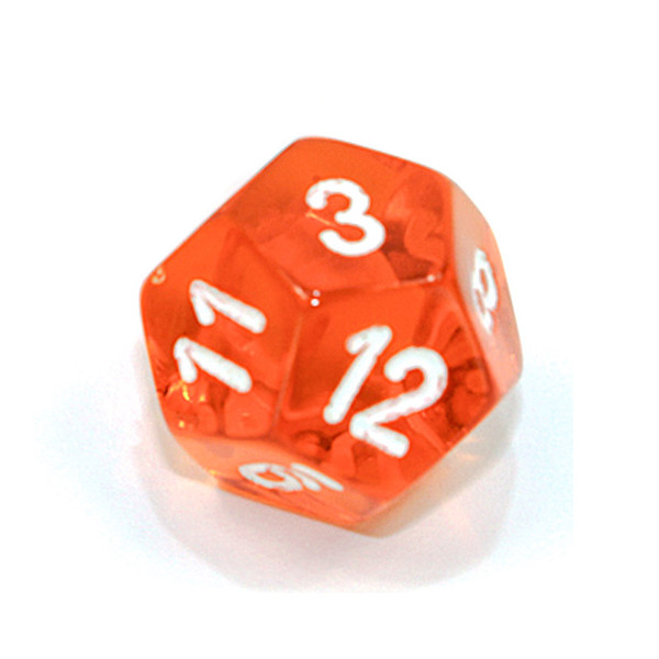 d12 - Transparent orange 12-sided dice