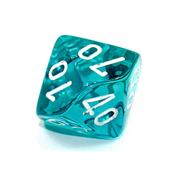 d10 - Transparent teal 10-sided tens dice
