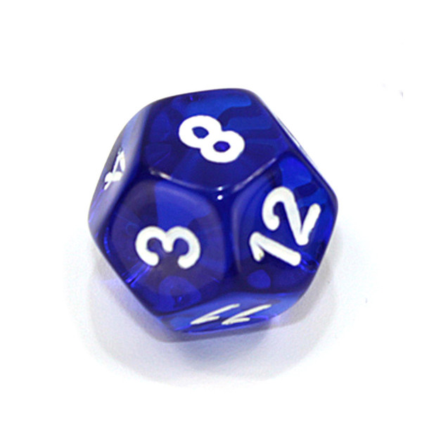 d12 - Transparent blue 12-sided dice