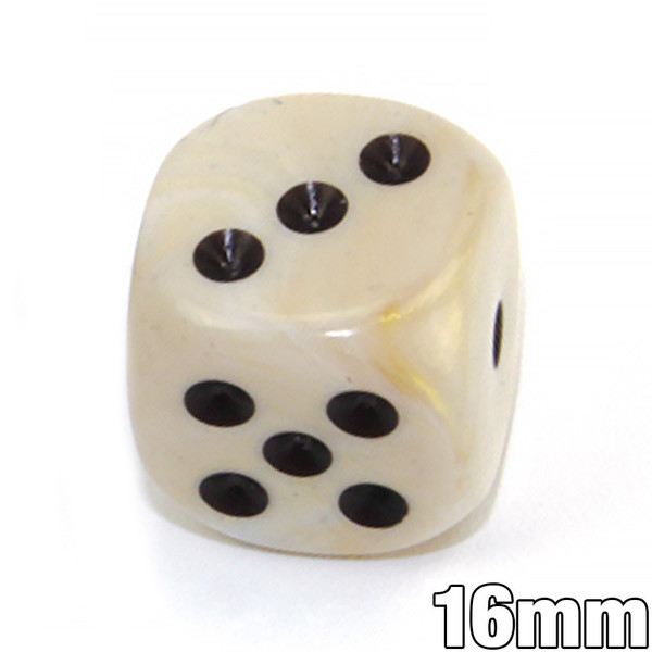 Marble d6 dice - Ivory with black spots