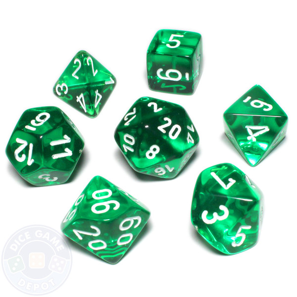 Transparent green rpg dice - DnD dice set