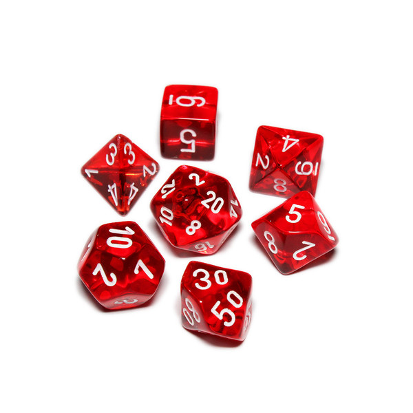 Mini dice set - Transparent red