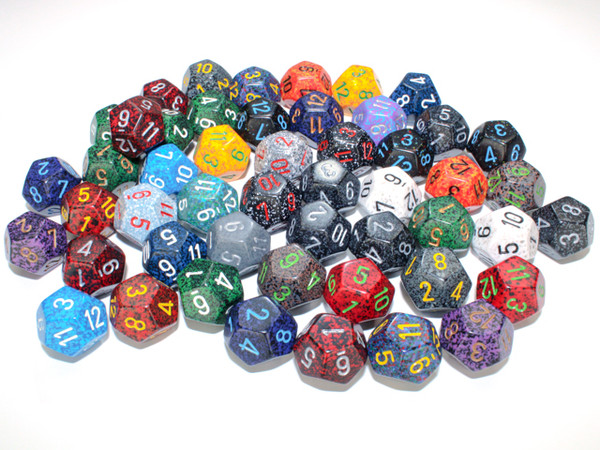 Assorted 12-sided dice - Set of 50 Speckled d12s